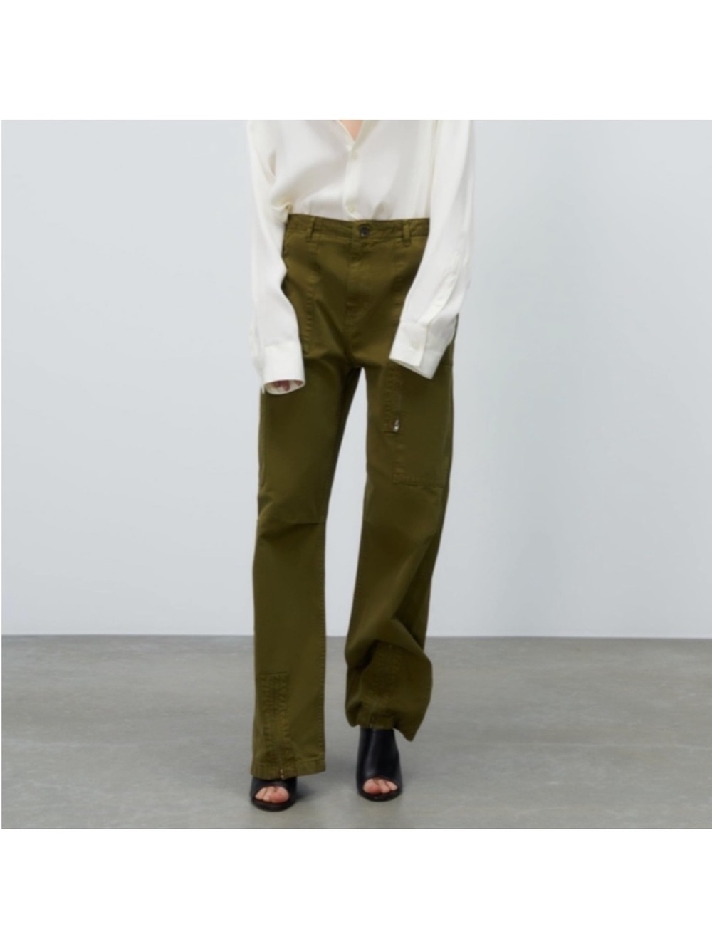 Zara The Macy Cargo Trousers Khaki Green - Picture 14 of 16
